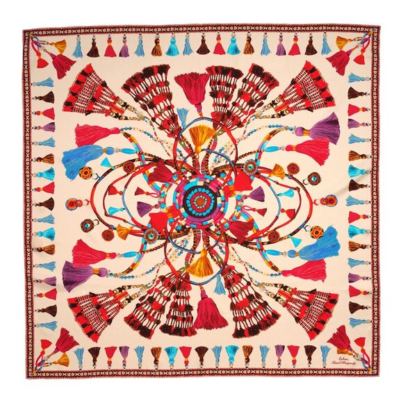 Echo Tassel Rhapsody 35" Silk Square Scarf - Picture 6 of 6